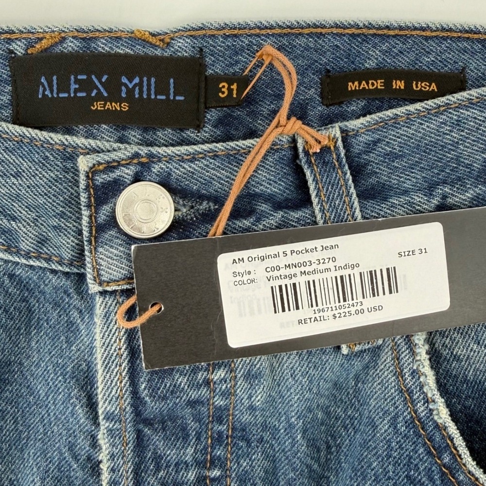 NWT ALEX MILL AM Original 5 Pocket Jean Mens Size 31 Vintage Medium Indigo Denim - Picture 6 of 9
